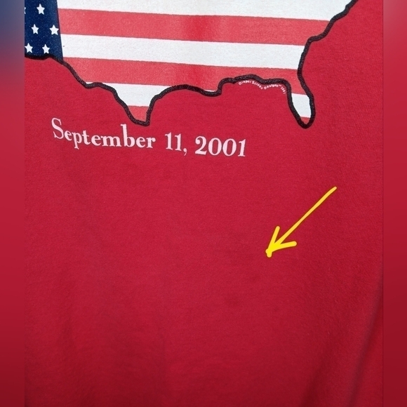 VTG Y2K 9/11 Memorial XL T-shirt USA Flag Tee Patriotic Red September 11 2001 - Picture 4 of 7